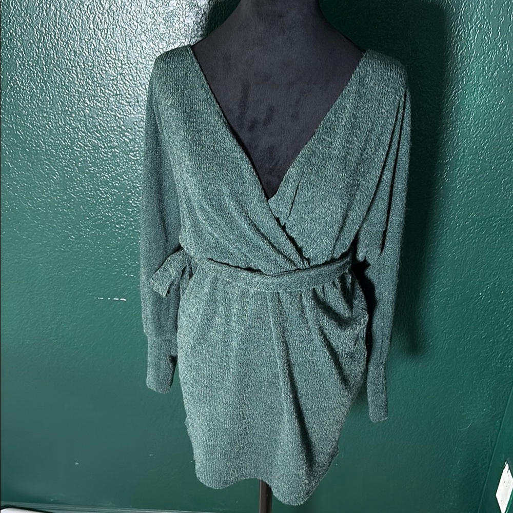 Harper Green Sweater Dress Size S Wrap Long Sleeve Fall Cozy Size Large